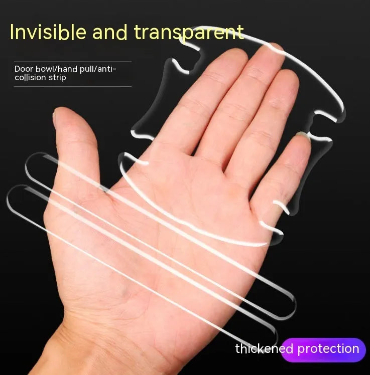 Transparent car door handle protection stickers shown on vehicle door handle