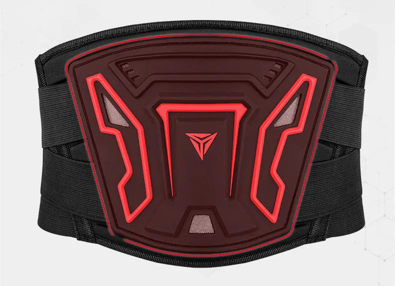 MDL1028 motorcycle waist support waistband in black or red with adjustable harness design