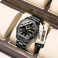 Men's quartz watch with stainless steel strap in business style with 9mm case thickness
