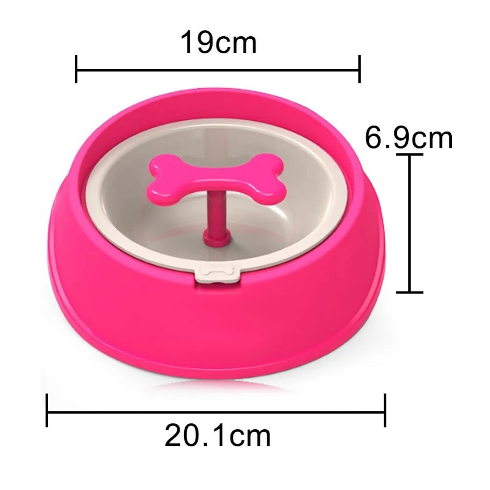 Slow feeder dog bowl anti-choke plastic puzzle bowl for small dogs, 201 x 190 x 69mm, in blue, green, purple, rose red, and yellow