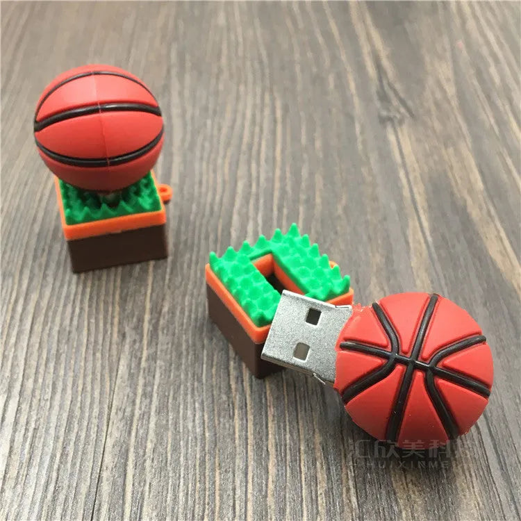 Creative cartoon basketball U disk round USB 2.0 flash drive with PVC shell and multiple capacity options