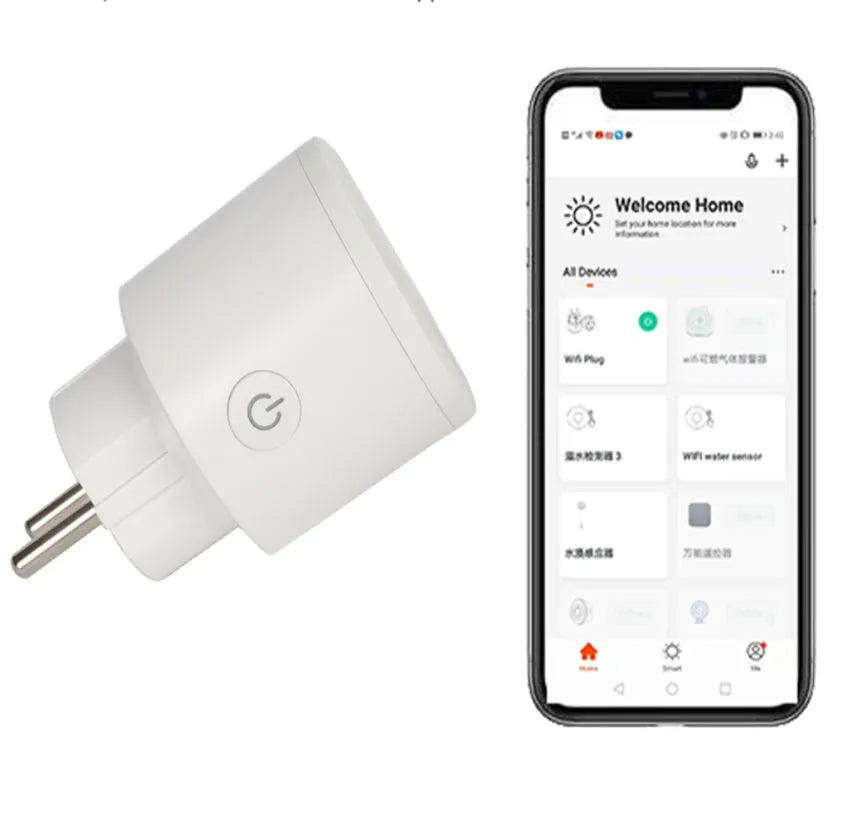 European smart socket converter WiFi 10A EU plug with V0 fire-rated shell white colour