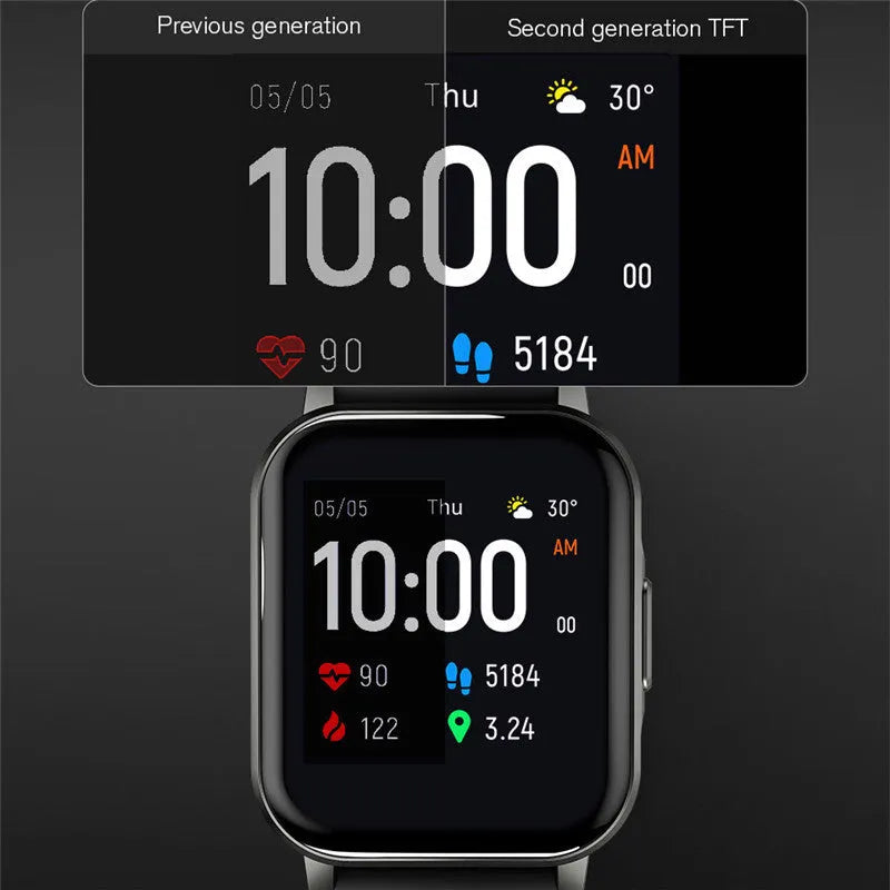 Black waterproof smart bracelet with 1.4-inch screen and silicone strap on a wrist.