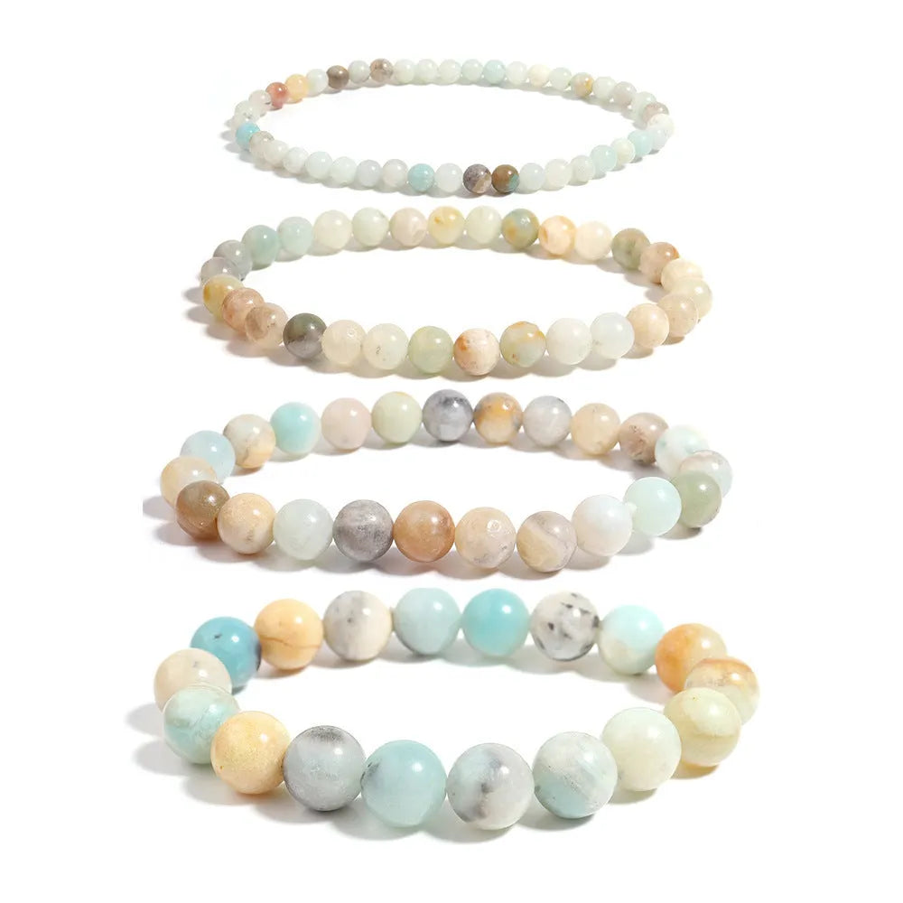 Handmade natural stone beaded bracelet with shiny Amazon finish in bohemian style