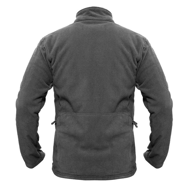 Thick military army fleece jacket for men in Army Green with turn-down collar and zipper