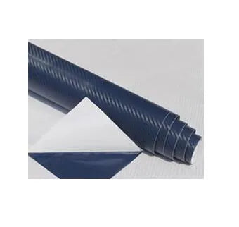 3D carbon fiber vinyl film car sticker roll in black texture with air guide groove visible on adhesive side