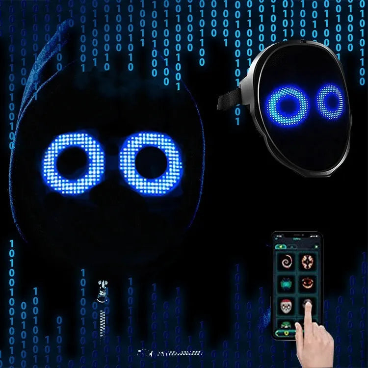 Avengers character LED face mask with luminous display and gesture control features