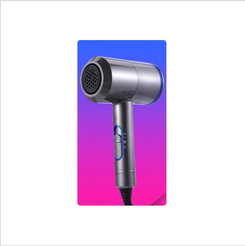 Hammer hair dryer in iron gray with red, AC motor, negative ion, three-speed, hot cold air, overheat protection, diffuser nozzle