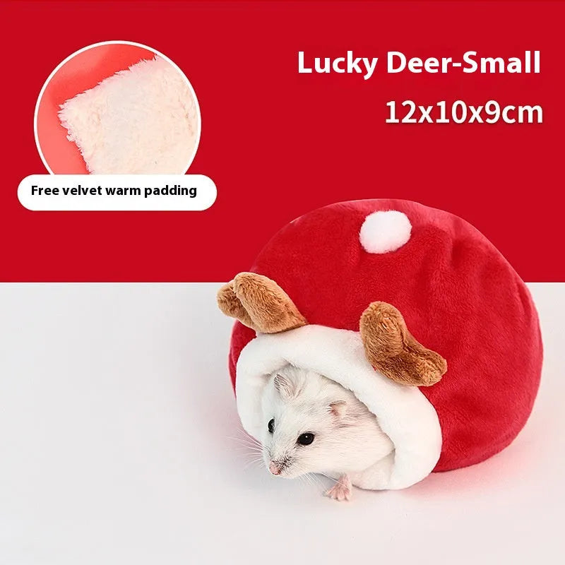 Cotton pet nest in pink rabbit design measuring 12x10x9cm for hamsters and small animals