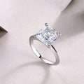 Heart-shaped moissanite wedding ring set in S925 silver with platinum plating, square 10x10mm stone, sizes 5-9, gift box