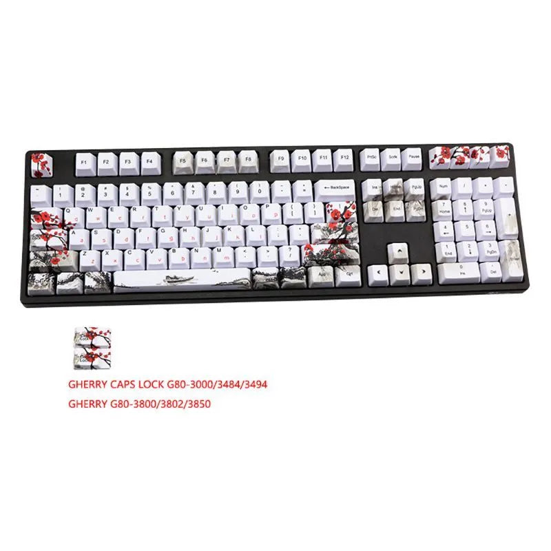 PBT Wangjiang Plum blossom design 109 key keycap set for mechanical keyboards