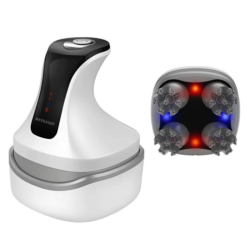 Water Wave brand rechargeable cat head massager in blue, white, or pearl white with push button control