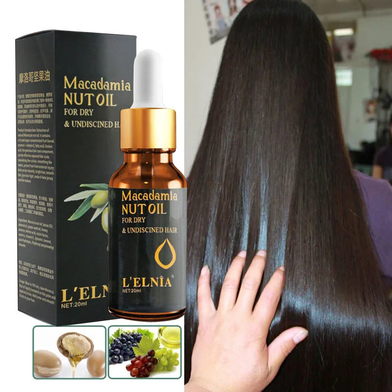 20ml hair essential oil bottle with Moroccan nut oil, almond oil, grape seed oil and vitamin E