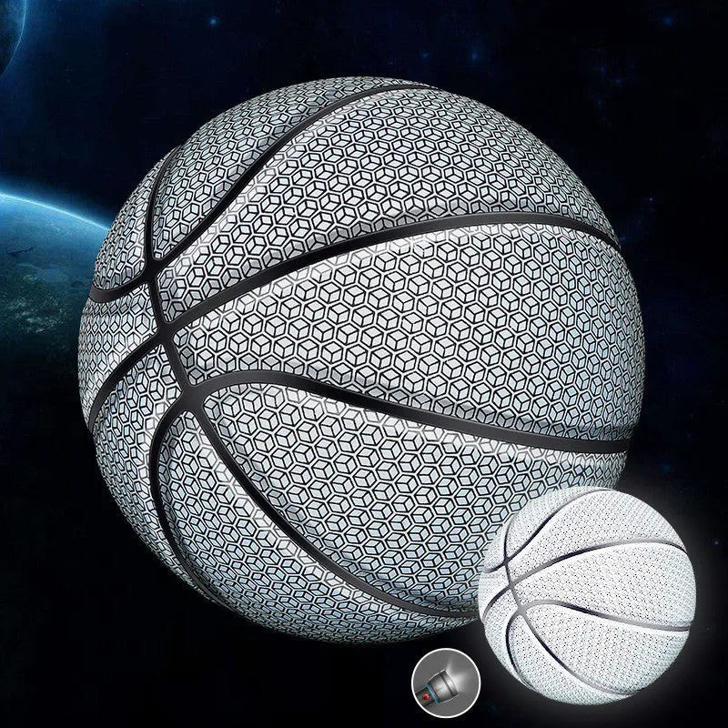 Glowing fluorescent basketball number 7 size with wear-resistant PU soft leather surface