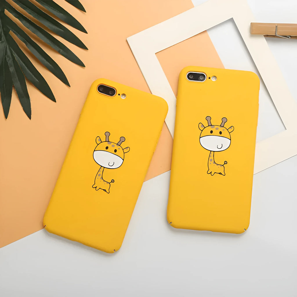 Yellow patterned phone case for iPhone models with shock-resistant PC construction