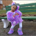 Short kids faux fur coat with tie-dye pattern, artificial fur, 40-50cm length, multiple colours and sizes 6 months to 8 years