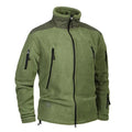 Thick military army fleece jacket for men in Army Green with turn-down collar and zipper