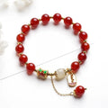 Red agate and Hetian jade beads bracelet for women with gold plating in three style variations