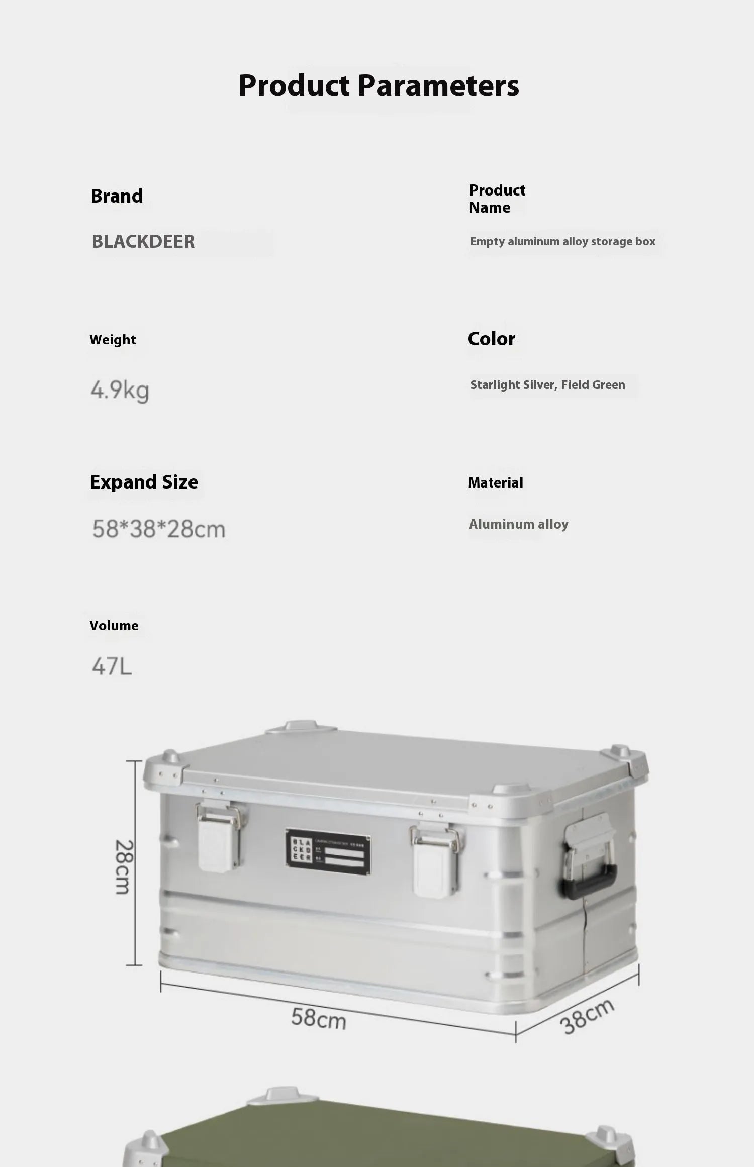 Aluminium alloy camping storage box with vehicle mounting in green colour