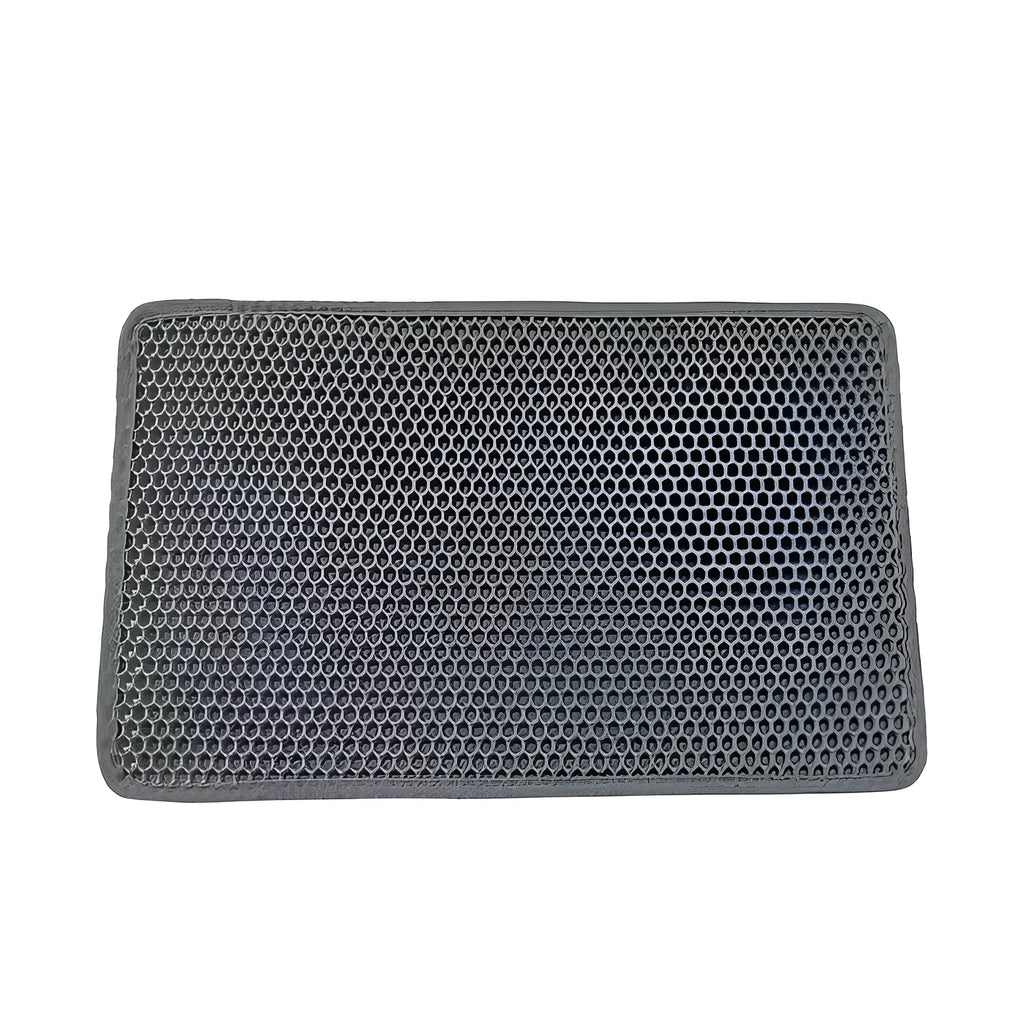 Black waterproof EVA cat litter mat with honeycomb surface and quilted edge