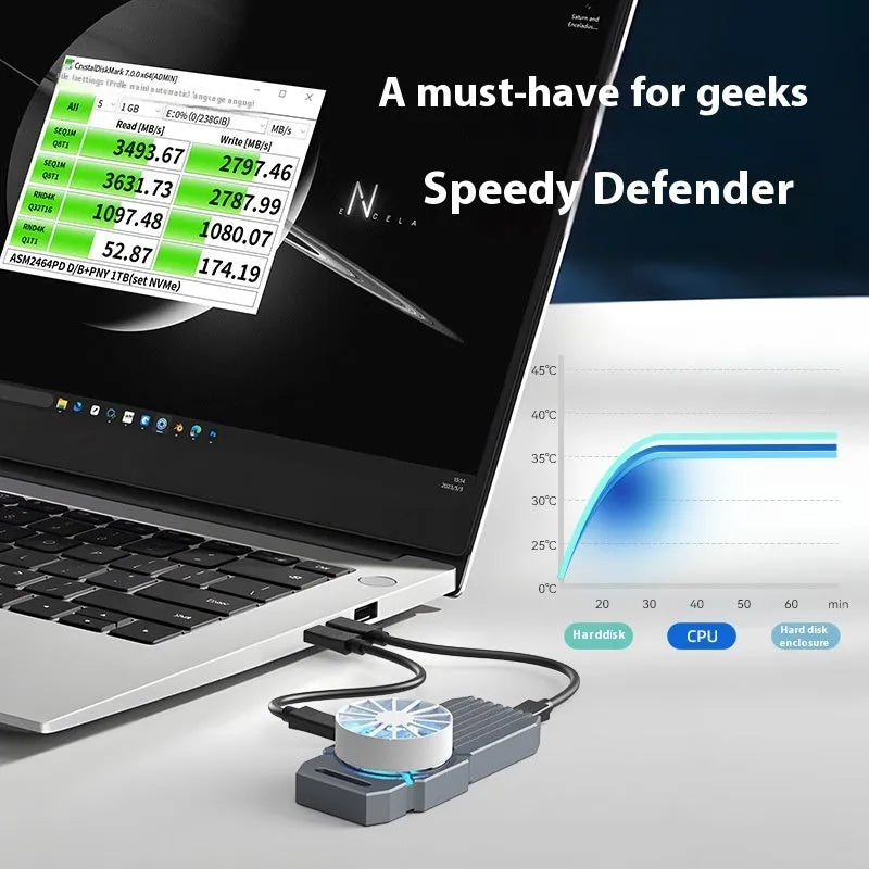 USB4 hard disk box for NVMe M.2 SSD with aluminium alloy case and Type-C port