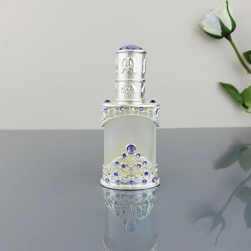 12ml vintage glass bottle with electroplated metal straw for pigment or essential oil