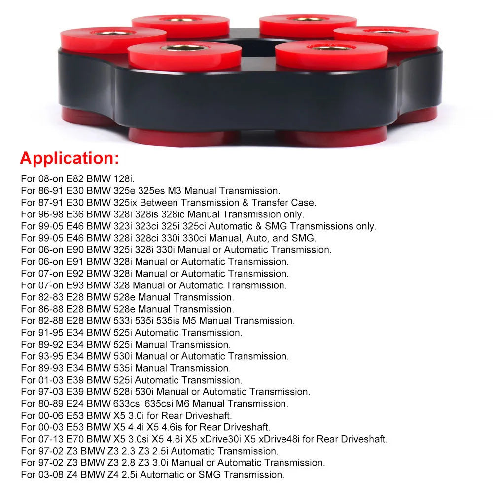 Red polyurethane aluminium drive shaft bracket for BMW E28, E46, E36, E30 M3 vehicles