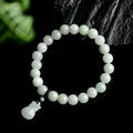 Unisex jade flower purse bracelet with 8mm beads in a national style.