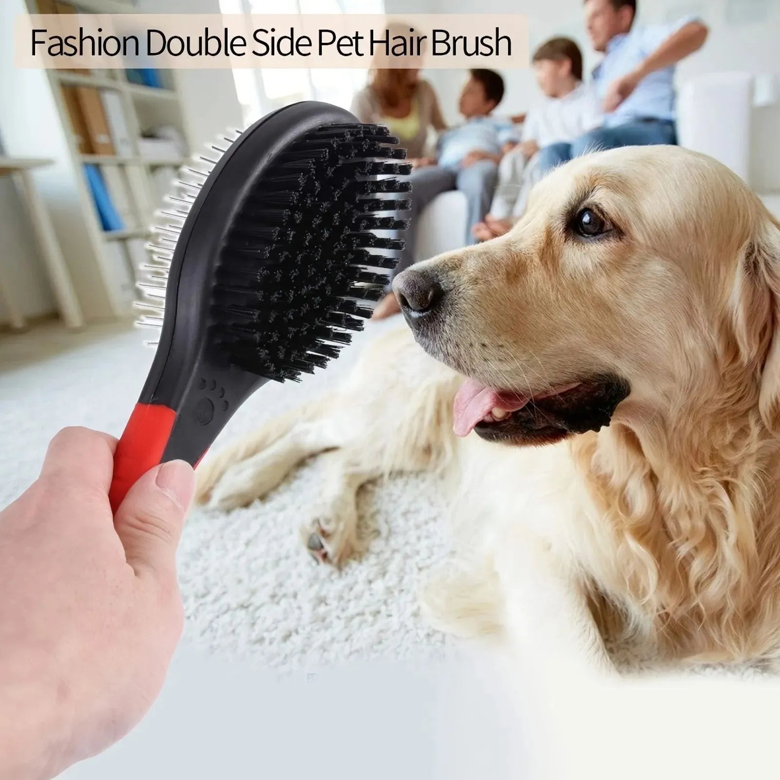 2 in 1 double sided pet grooming comb with pin brush and cleaning side for dogs and cats