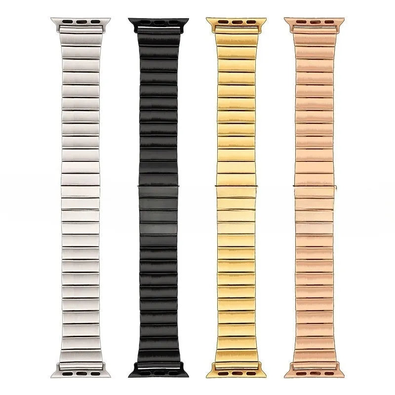 Stainless steel watch strap 202 x 17mm with brushed finish, available in silver gold rose gold and black for Apple Watch