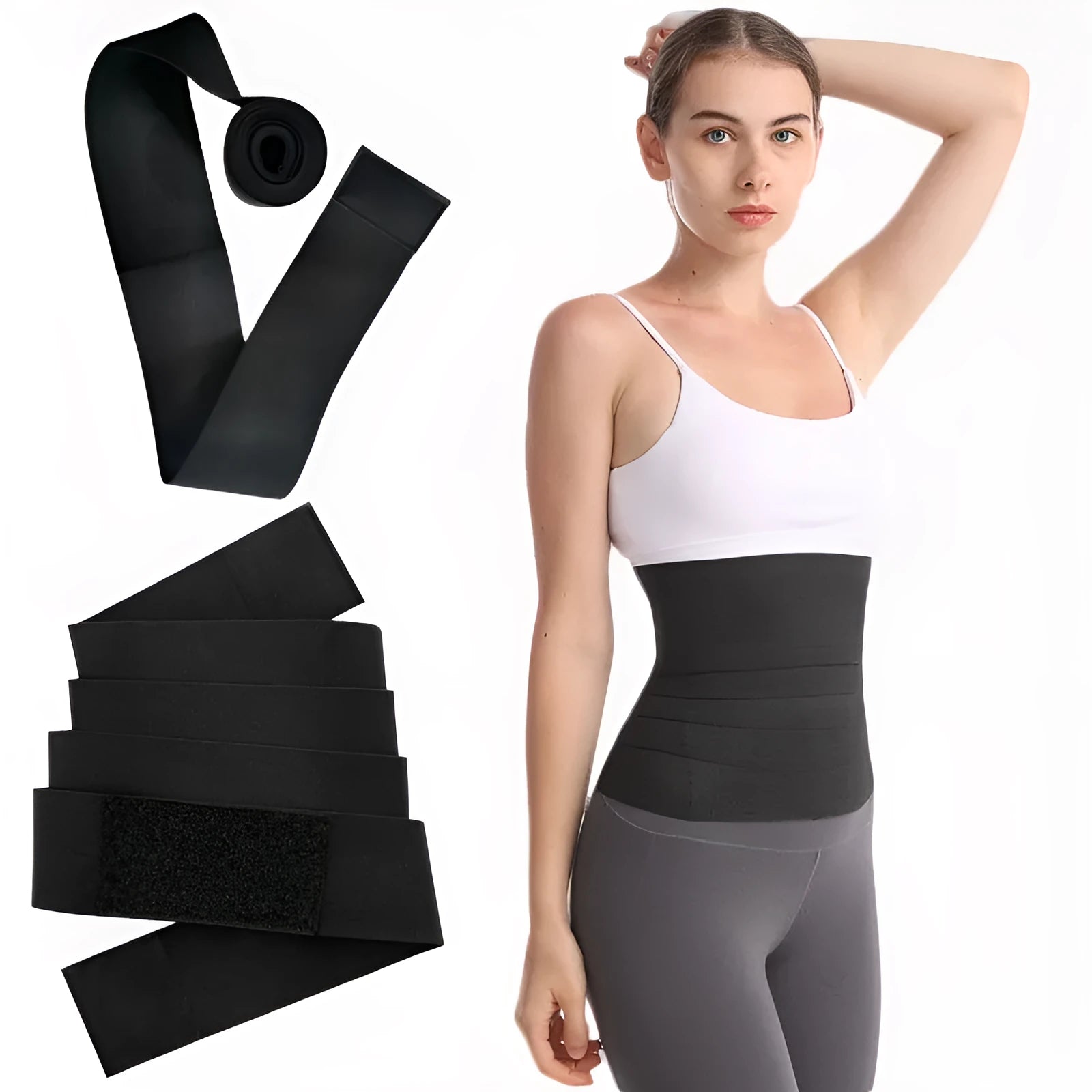 Latex silk waist trainer exercise belt showing 10cm width and multiple length options