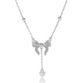 S925 silver butterfly heart clavicle chain necklace with adjustable 40-45cm O-ring chain