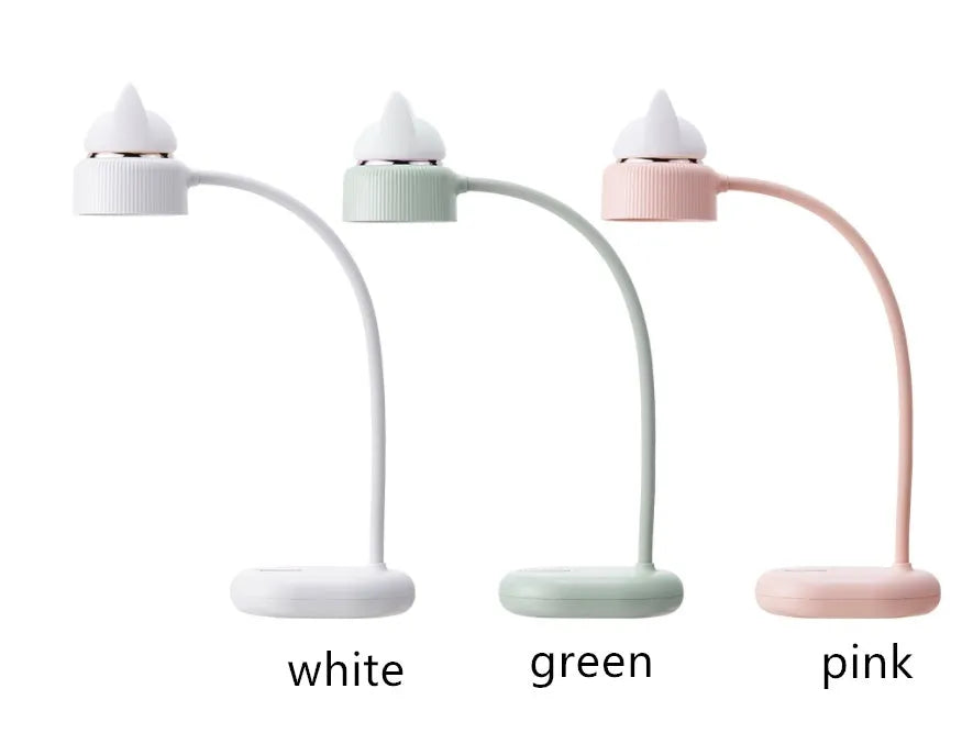 White LED clip desk lamp with touch control and USB charging port