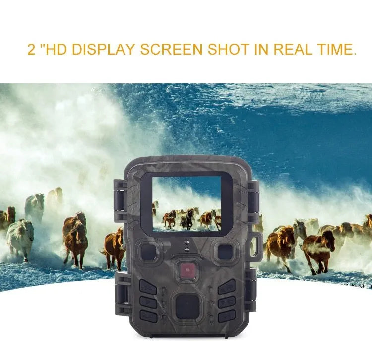 Black infrared night vision monitoring device with 12MP sensor and TF card slot
