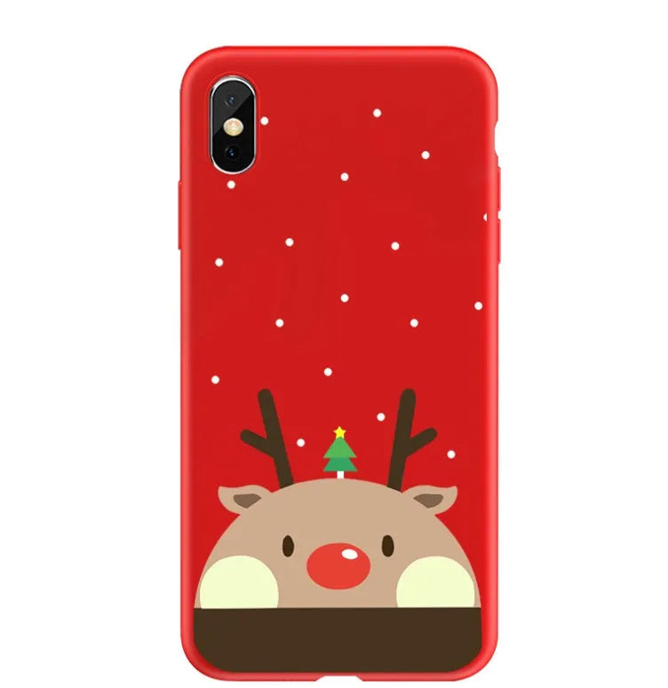 A painted Christmas design on a black iPhone back cover case.