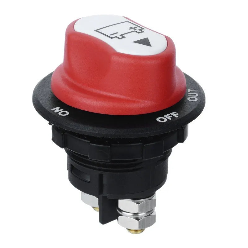 Battery disconnect switch with red detachable knob and thick wire screw for 50A 100A 200A car yacht RV use