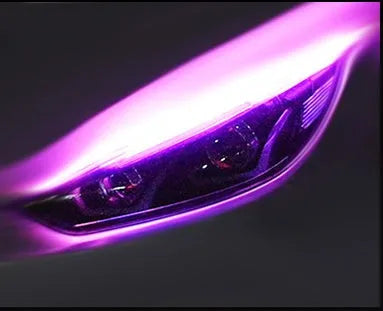 Waterproof silicone car LED daytime running light and flowing turn signal strip in multiple colours.