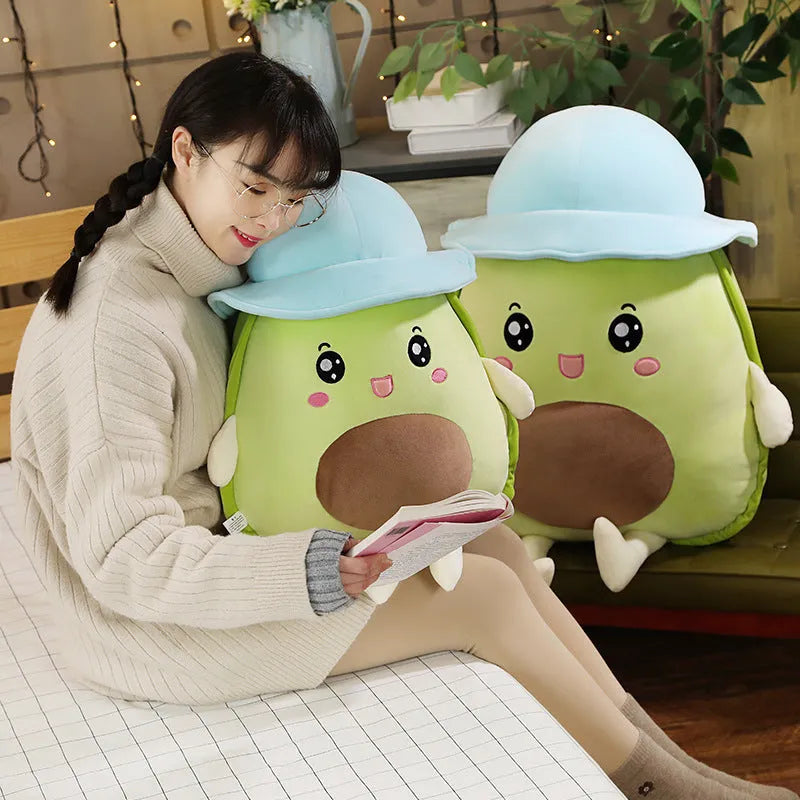 Green avocado plush toy with short plush fabric, available in 30cm to 80cm sizes