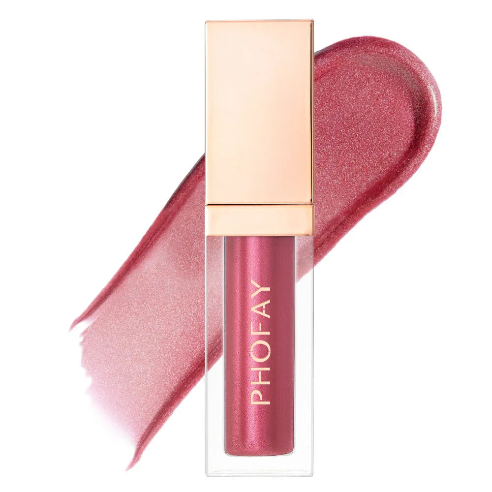 PHOFAY ultra-glossy lip gloss 6ml tube with high-shine finish, shown in colours 01 to 08.
