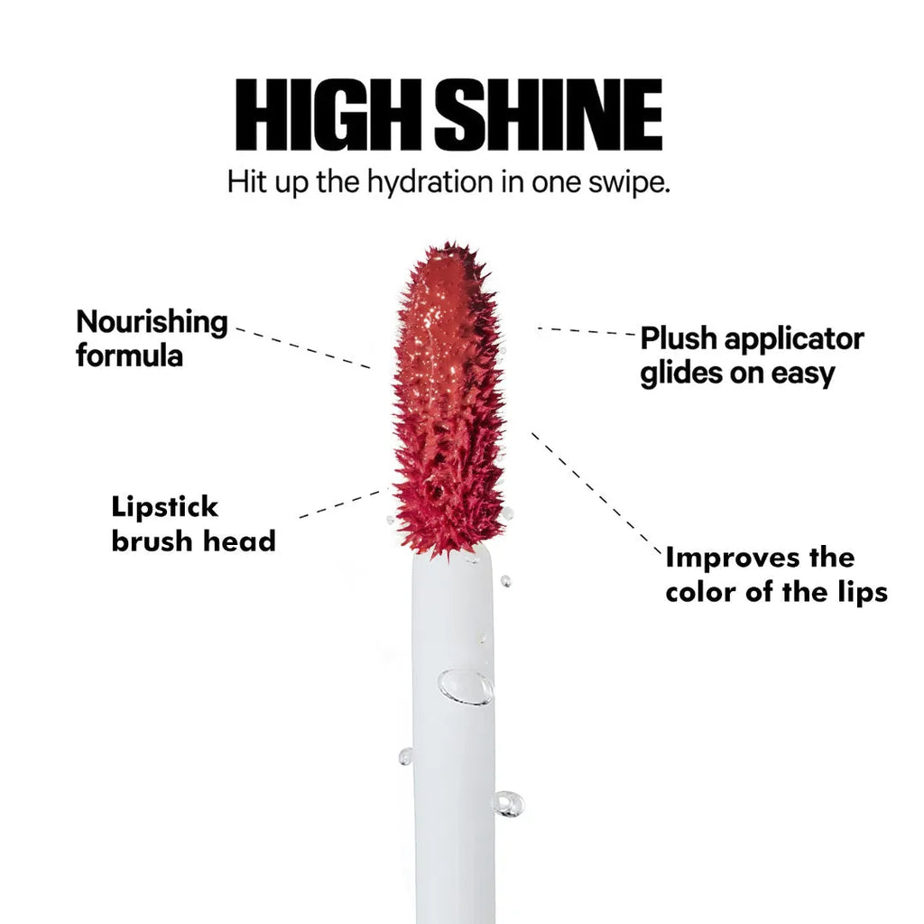 PHOFAY ultra-glossy lip gloss 6ml tube with high-shine finish, shown in colours 01 to 08.