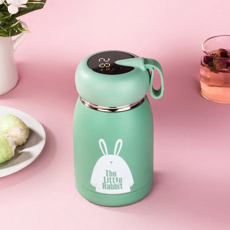 350ml intelligent thermos bottle with temperature display, 304 stainless steel, leak proof sealing, sliding cover, insulated handle