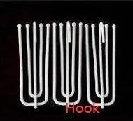 Blackout curtain panel showing custom sizing options and three hanging style choices: hook, Korean hook, and rings