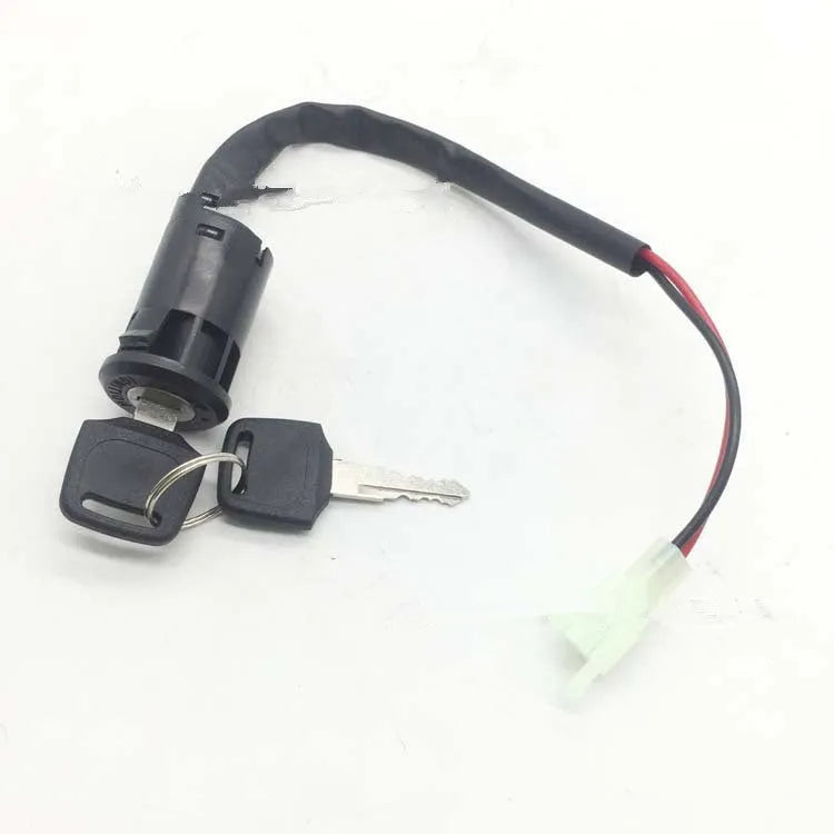 Black universal 2-wire electric door lock ignition switch, 45g, with male head and two buttons