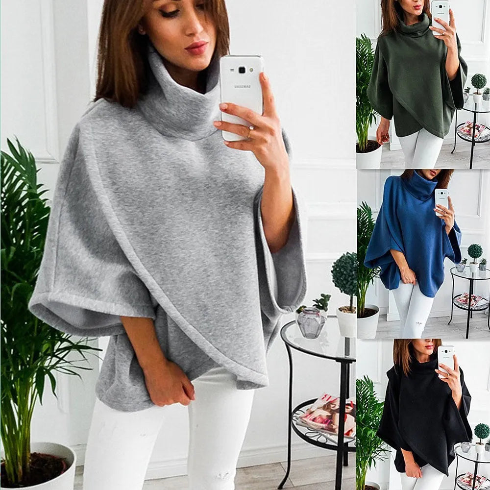Longline batwing sleeve cardigan sweatshirt in a solid colour, shown with a three-button placket and stitching detail.