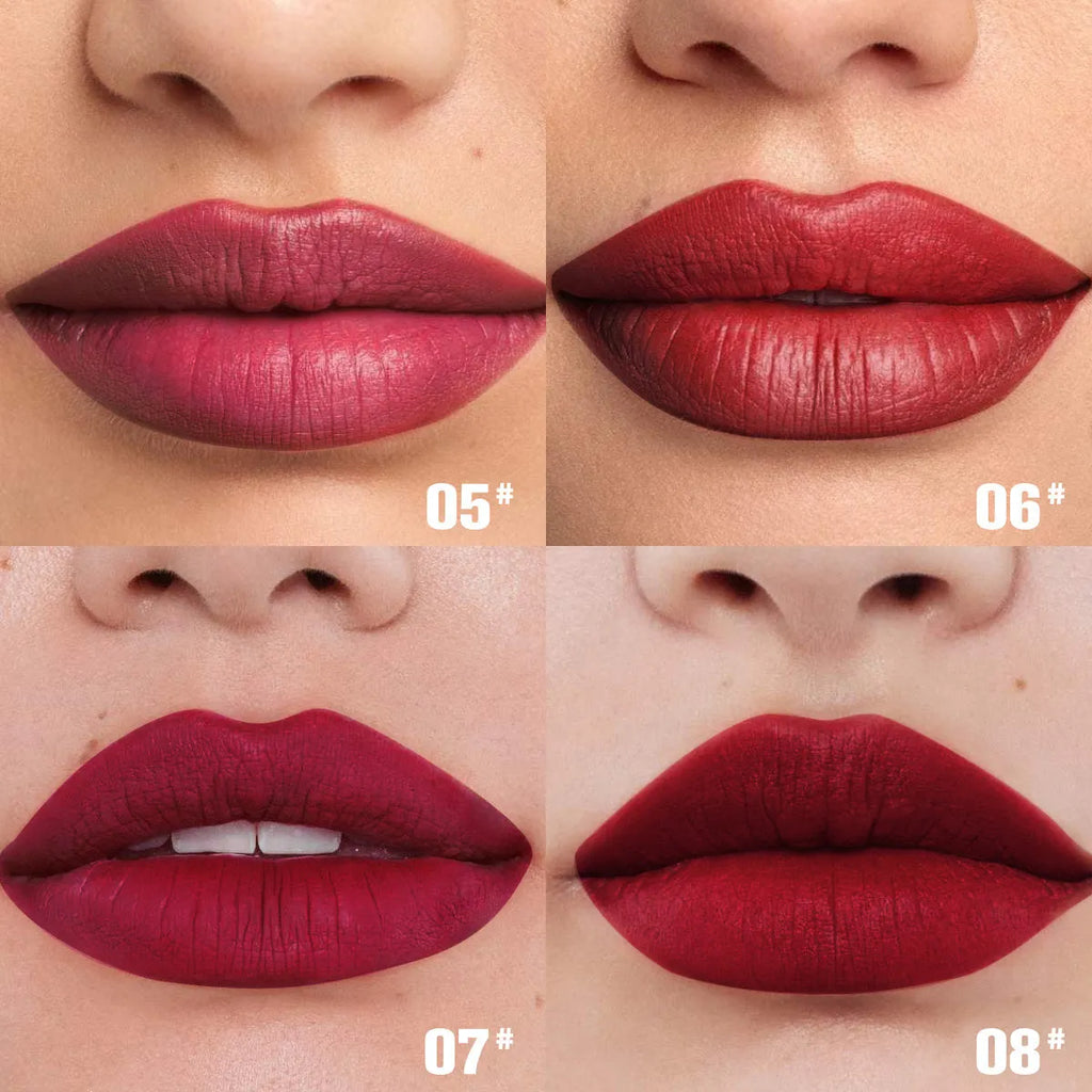 PHOFAY Velvet Lip Gloss 3ml tube with pointed wand tip and flat paddle edge, matte finish