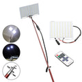 White LED fishing rod light with remote control on telescopic pole for night fishing and outdoor lighting