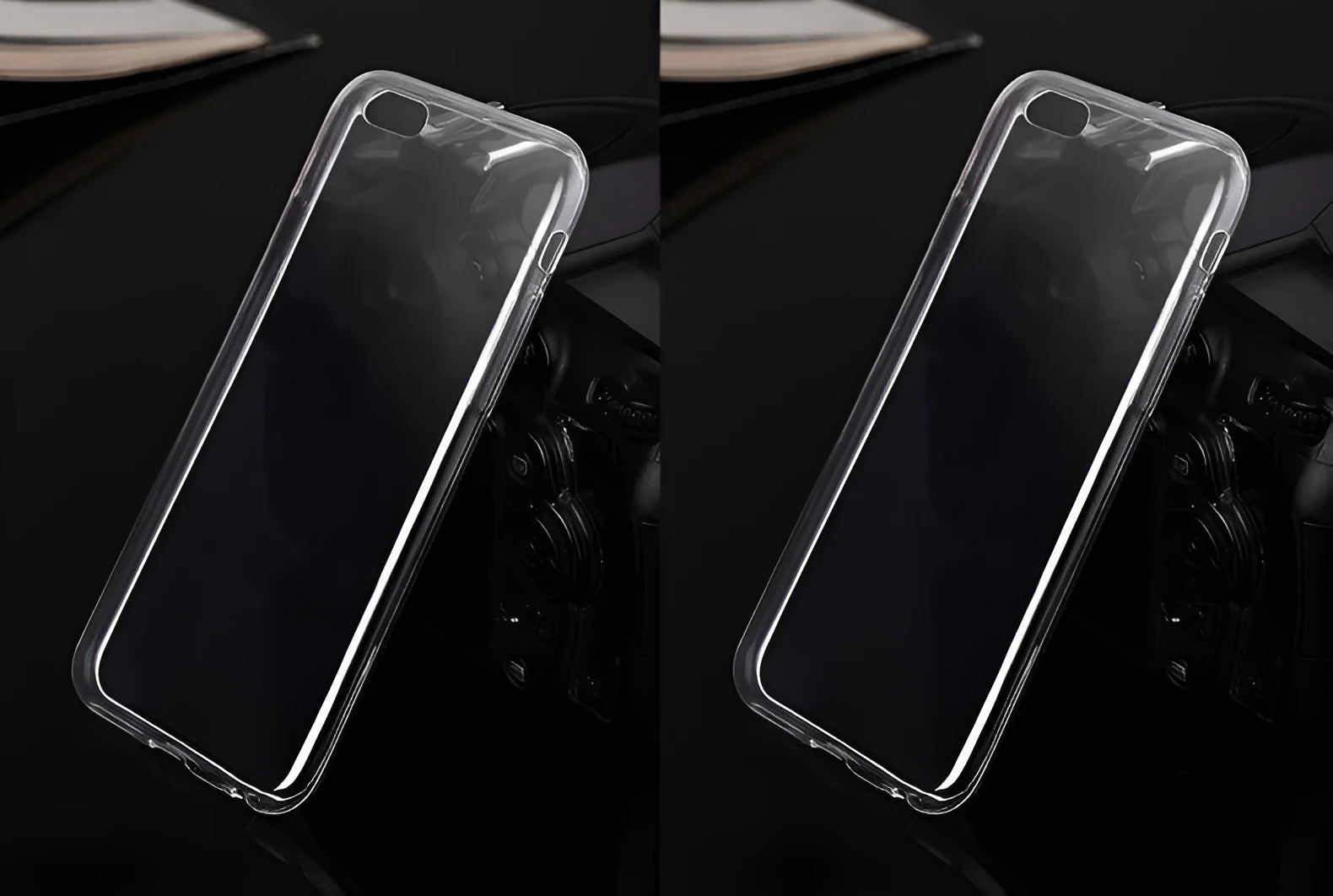 Transparent TPU soft shell mobile phone case on an iPhone.