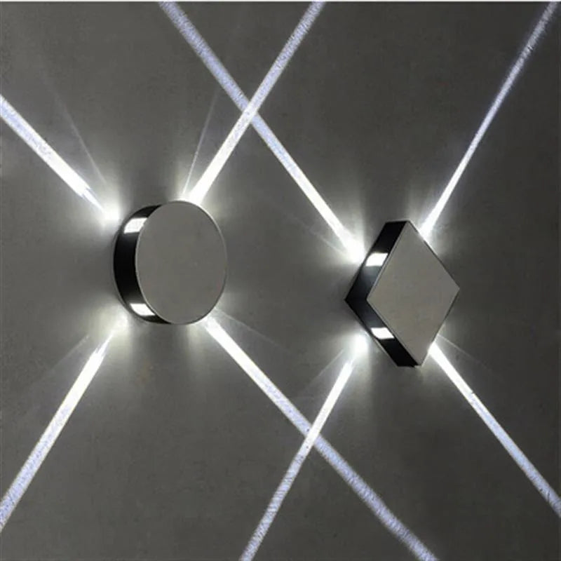 Modern square and round aluminium LED wall light in warm white or white light colour