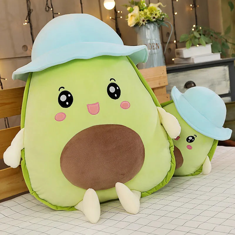 Green avocado plush toy with short plush fabric, available in 30cm to 80cm sizes