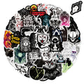 50 black and white gothic devil punk graffiti stickers on PVC matte waterproof film, 7cm each